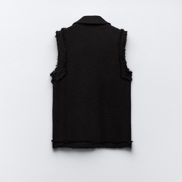 Zara Black Textured Vest with Gold Buttons - Picture 4 of 5